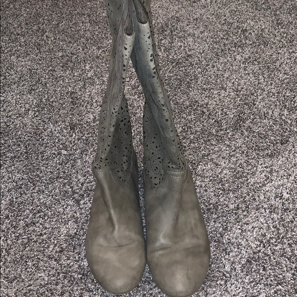 Vegan Leather Cutout Tall Shaft Boots - Picture 4 of 4